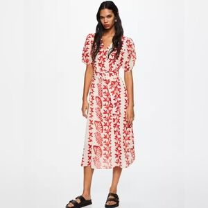 MANGO - Red print dress